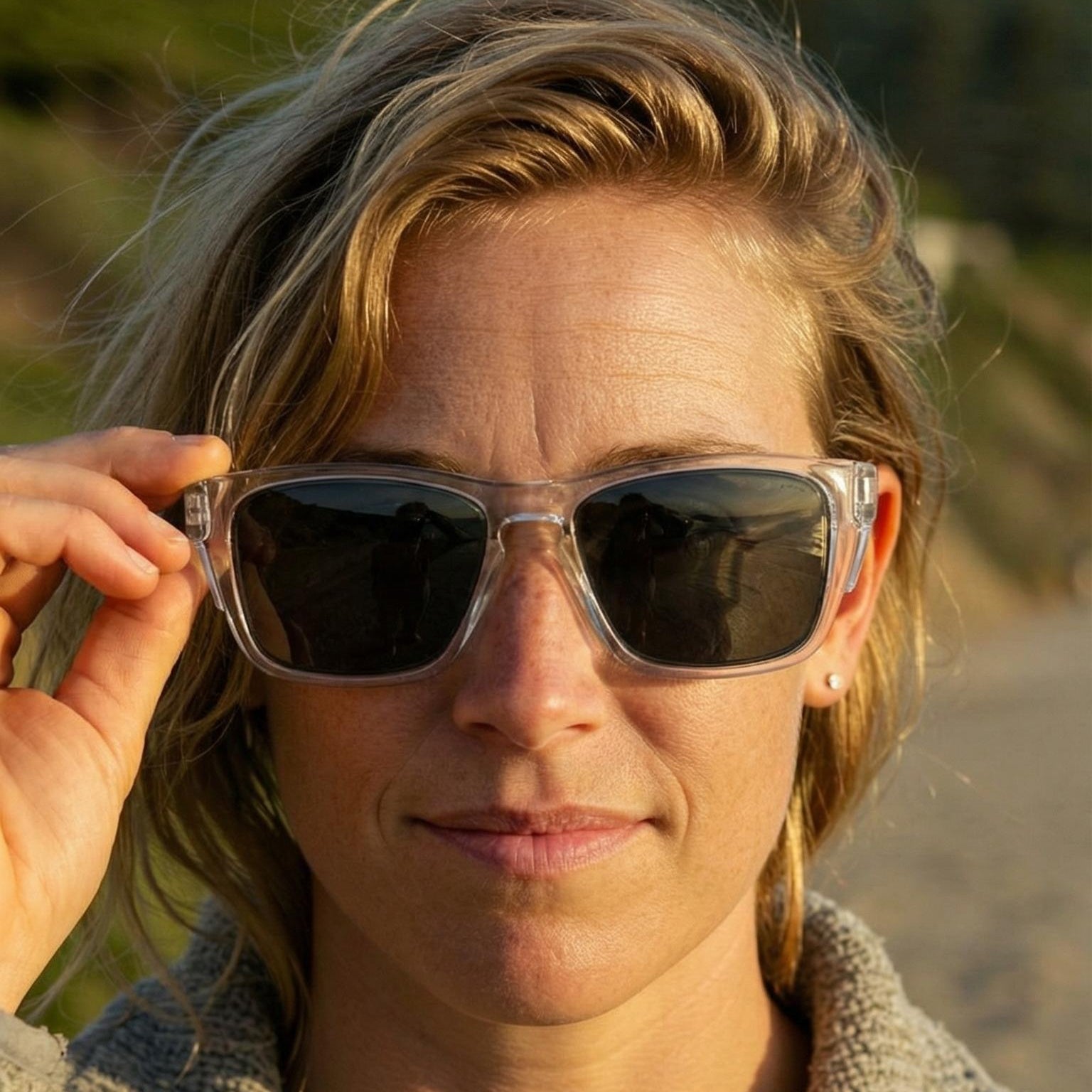 Woman safety glasses clear frame front